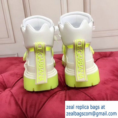 Dolce  &  Gabbana High-top Sneakers Creamy/Fluo Yellow With Logo 2019